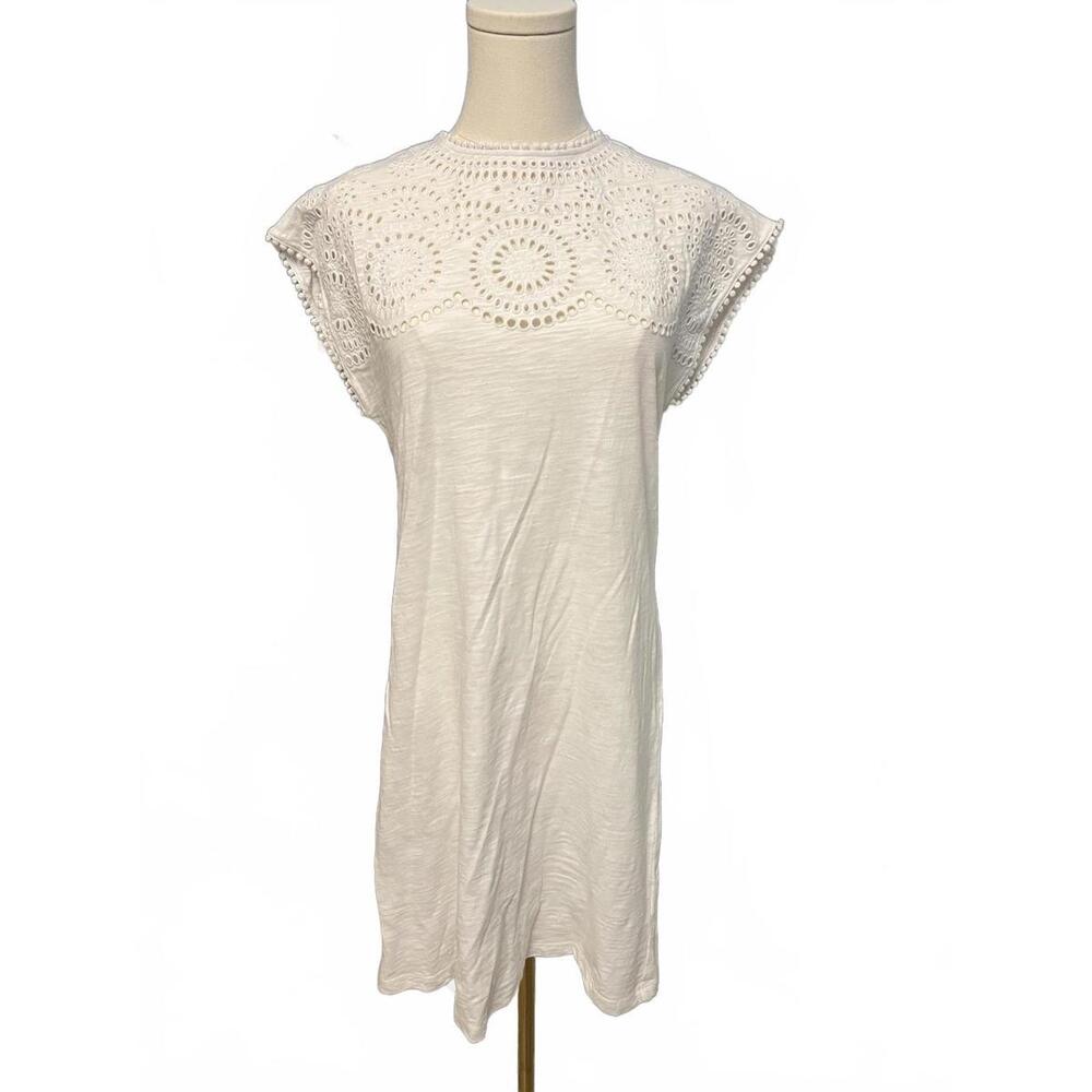 Boden Women's White Lace Detail T-Shirt Dress, Size US 4